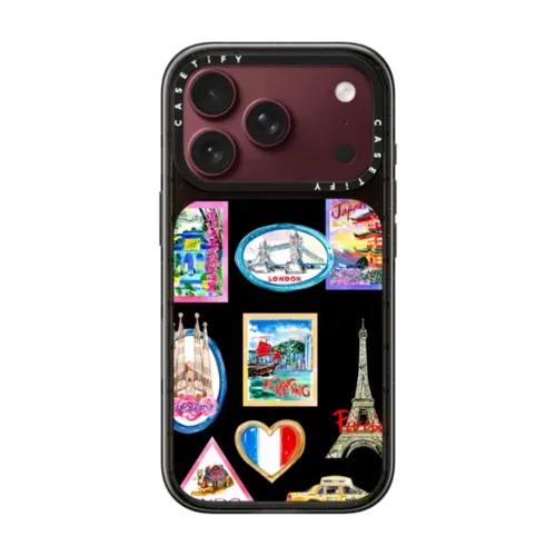 Vintage Luggage Stickers - iPhone 18 Pro - Impact Case MagSafe Compatible - Glossy