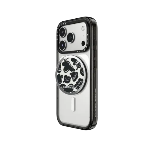 Marimekko Kukasta Kukkaan (Black & White) Snappy Grip Stand - Snappy Mirror Grip Stand MagSafe Compatible